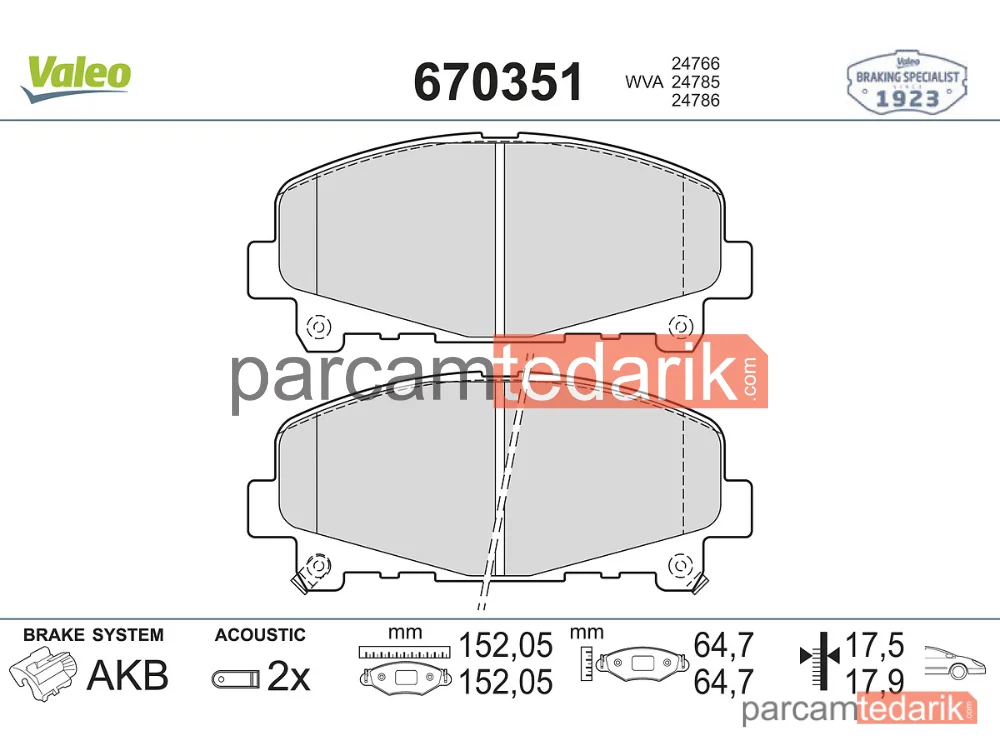 670351 | Fren Balatası — Honda Accord VIII, Honda Accord IX
